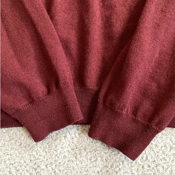 BROOKS BROTHERS Merino Wool Sweater Mens Large Brick Red Quiet Luxury Classic - Picture 4 of 11